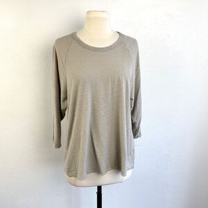 James Perse Womans T Shirt Top Size 2 Gray 3/4 Sleeves Basic Grunge Casual Daily